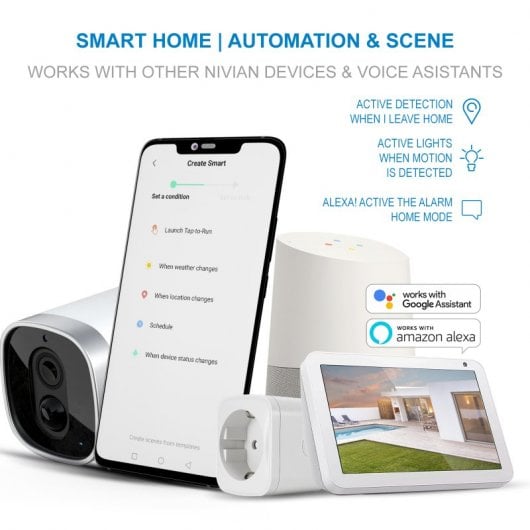 Nivian Câmara de Vigilancia WiFi FullHD com Bateria de Longa Duração 10400mAh Branca