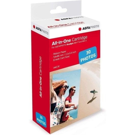 Fotokartusche Agfaphoto AMC30 für Realipix Mini P Mini S 30 Blatt 5,3x8,6 cm