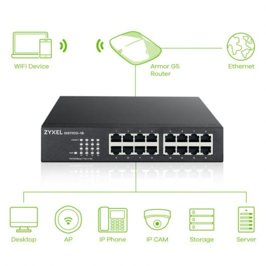 Zyxel GS1100-16 Switch Gigabit Ethernet de 16 Puertos no Configurable