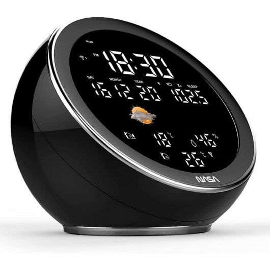 NASA WSP1500BK Wetterstation mit Bluetooth-Lautsprecher, Schwarz