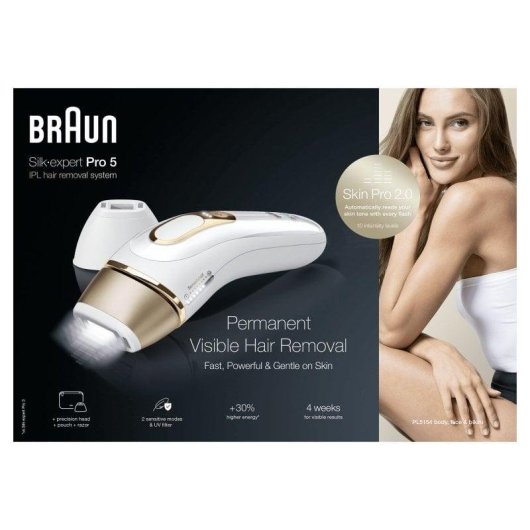 Depiladora Luz Pulsada IPL Braun Silk Expert Pro 5 PL5154 2 Modos Precisão