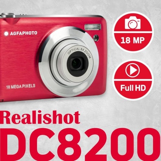 AgfaPhoto Compact DC8200 18MP Zoom x8 Rosso