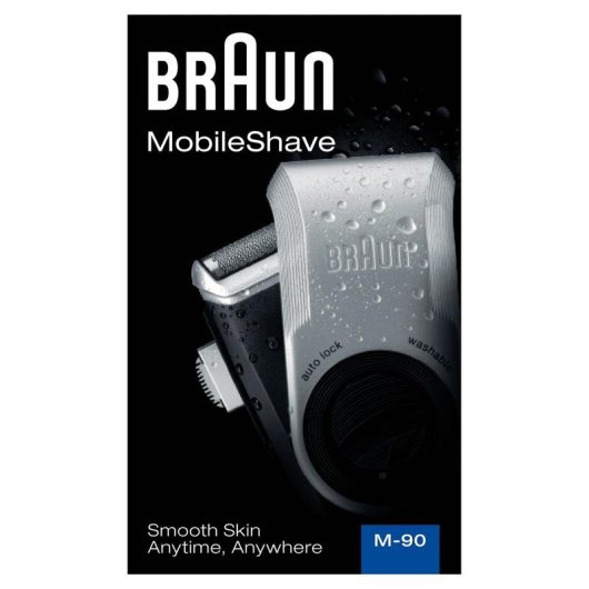 Máquina de Barbear Facial Braun MobileShave PocketGo M90 Recarregável 60 min Lavável Aparador