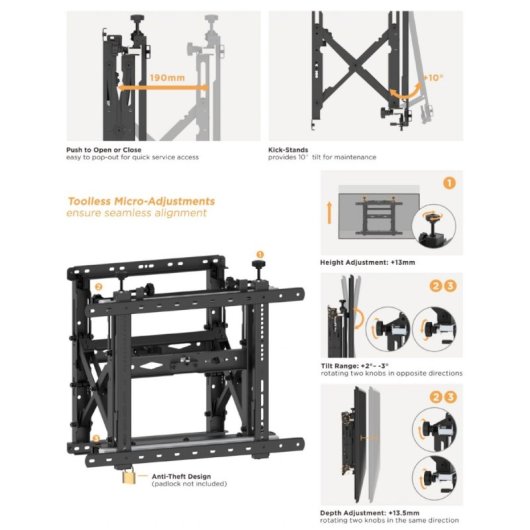 Equip Soporte de Pared Modular para TV 45"-70" VESA 600x400 Máx Push-in Pop-out hasta 70kg