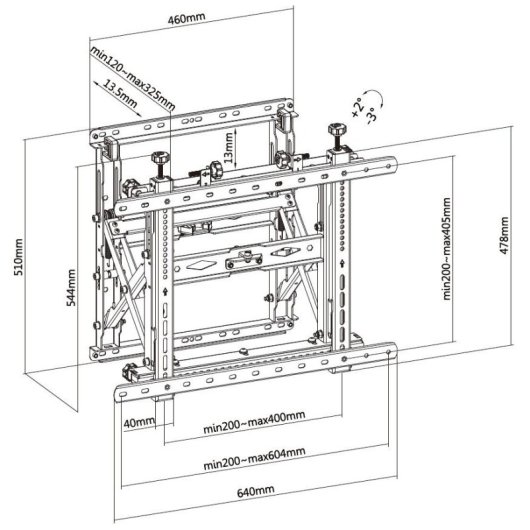 Equip Soporte de Pared Modular para TV 45"-70" VESA 600x400 Máx Push-in Pop-out hasta 70kg