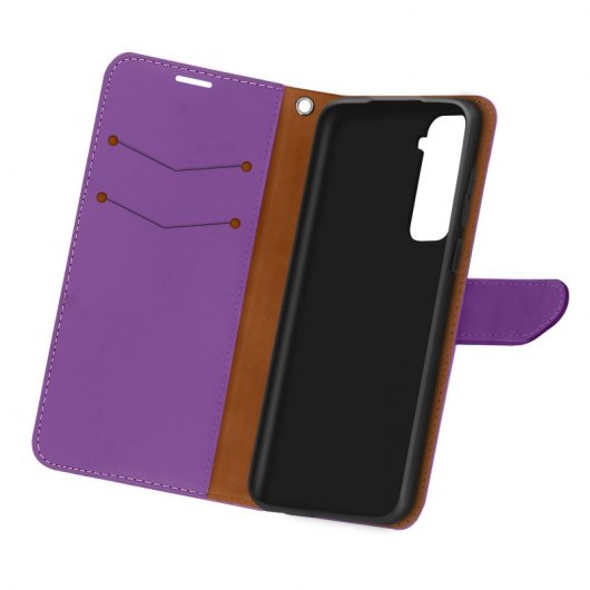 Avizar Funda Folio Tarjetero con Soporte de Vídeo Corden Morada para Samsung Galaxy S21
