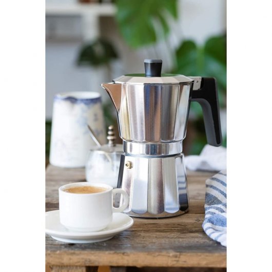BRA Perfecta Cafetera Italiana 12 Tazas Plata