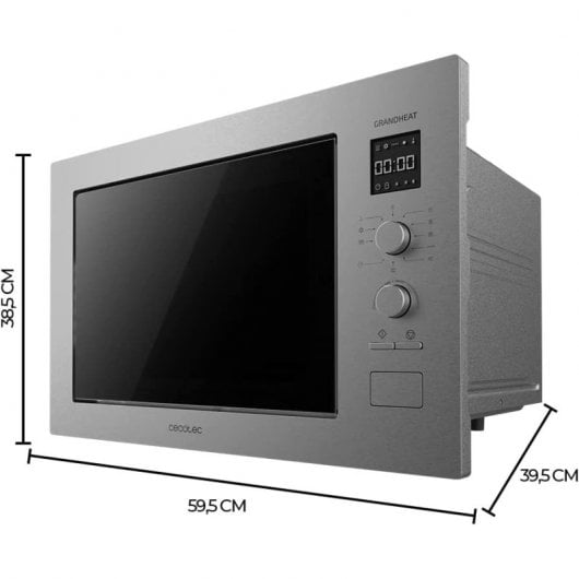 Cecotec Grandheat 2550 Built-in Steel Microondas Integrable con Grill 25L 1320W