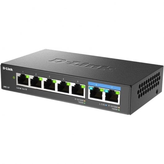 D-Link DMS-107 Switch Multi Gigabit sin Gestión 5 Puertos Gigabit Ethernet  + 2 Puertos Ethernet