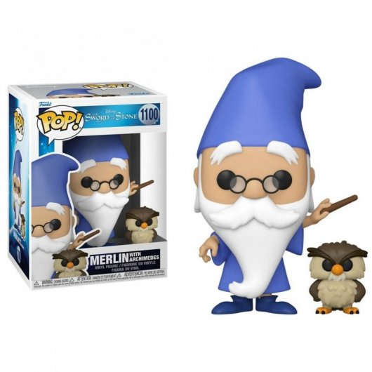 Funko Pop Disney La Espada en la Piedra Merlín El Encantador Merlín con Archimedes