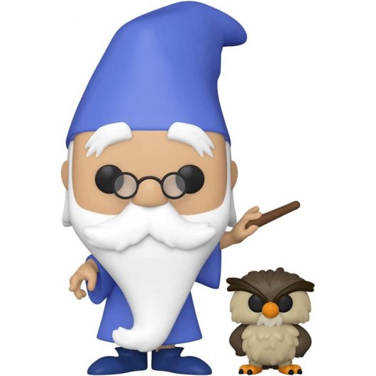 Funko Pop Disney La Espada en la Piedra Merlín El Encantador Merlín con Archimedes