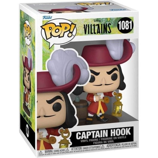 Figura Pop Funko Disney Capitão Gancho Vilões Base Madeira 10cm Vinil