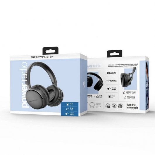 Energy Sistem Power Radio Auriculares Bluetooth con Radio FM Negros