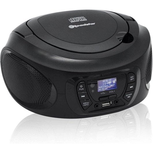 Radio CD Roadstar CDR-375D+/BK 4W RMS USB AUX MP3 Portable Noir