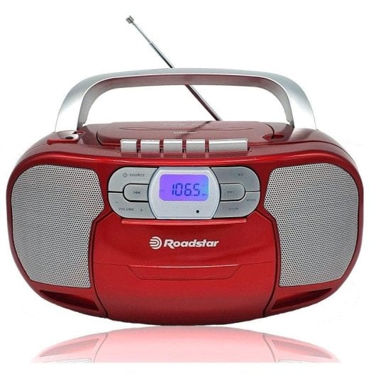 Radio CD Portatile Roadstar RCR-4635UMP/RD 3,6W RMS USB AUX Cassette Display LCD Rosso