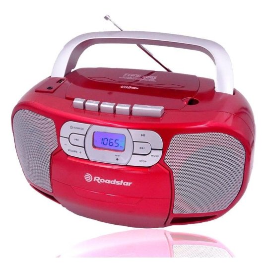 Radio CD Portatile Roadstar RCR-4635UMP/RD 3,6W RMS USB AUX Cassette Display LCD Rosso