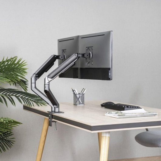 TooQ DB4132TNR-G Soporte de Mesa Giratorio/Inclinable para 2 Monitores 17"-32" VESA 100x100 Máx 9Kg