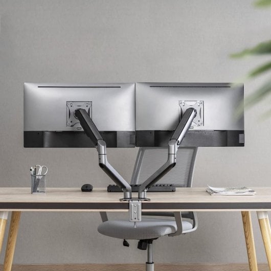 TooQ DB4132TNR-G Soporte de Mesa Giratorio/Inclinable para 2 Monitores 17"-32" VESA 100x100 Máx 9Kg