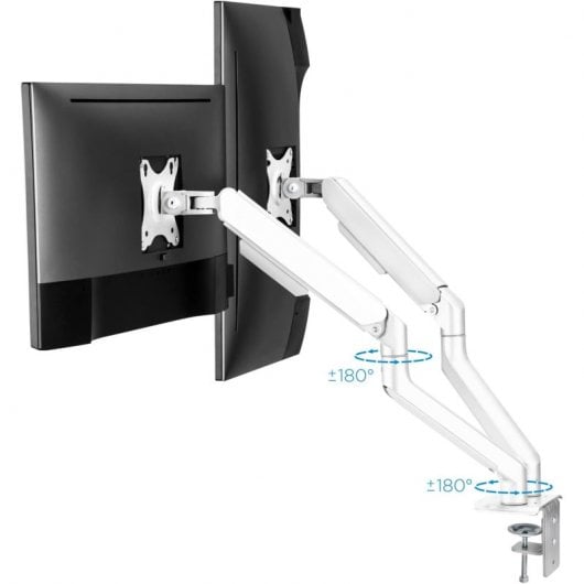 TooQ DB4132TNR-W Soporte de Mesa Giratorio/Inclinable para 2 Monitores 17"-25" VESA 100x100 Máx 9Kg