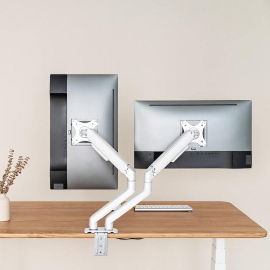 TooQ DB4132TNR-W Soporte de Mesa Giratorio/Inclinable para 2 Monitores 17"-25" VESA 100x100 Máx 9Kg
