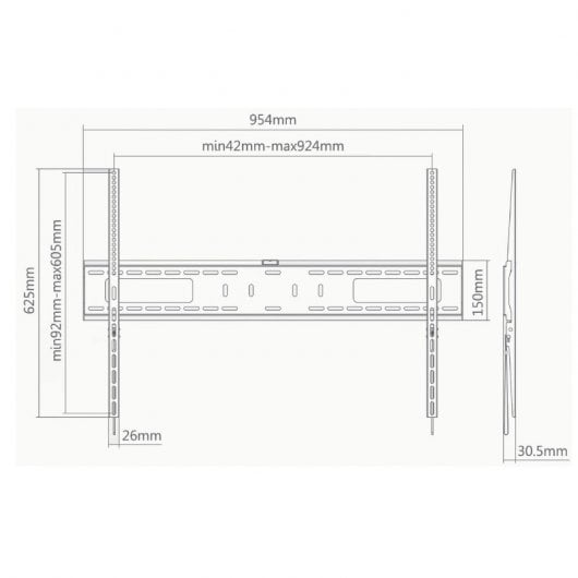 Ewent EW1504 Suporte Fixo de Parede para TVs XXL Pesadas 60"-100" VESA 900x600 Máx 75Kg