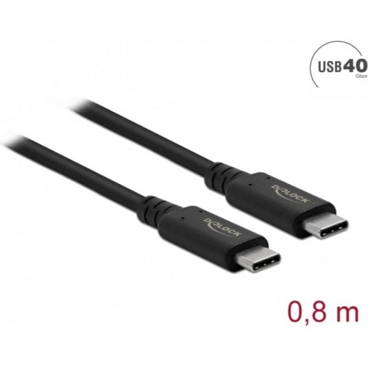Delock Cable Coaxial USB-C 4.0 Macho/Macho 0.8m Negro