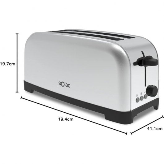 Solac Yé-Yé TL5419 Tostapane a 2 scomparti lunghi 1400 W in acciaio inossidabile