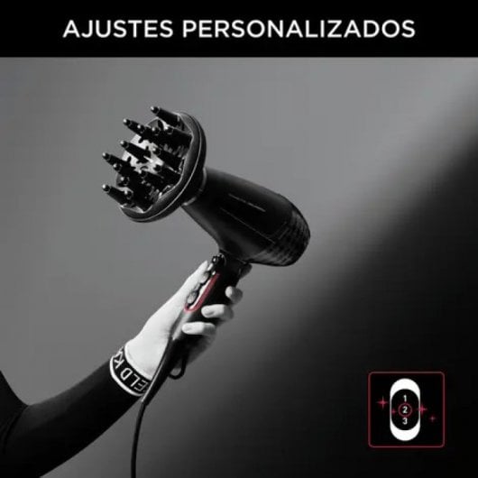 Rowenta K/Pro Stylist Karl Lagerfeld CV887LF0 Secador de Cabelo Profissional 2200W Preto