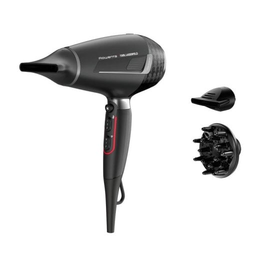 Professioneller Föhn Rowenta K/Pro Stylist Karl Lagerfeld CV887LF0 2200W 3 Temperaturstufen 2 Geschwindigkeiten Ionen-Technologie mit Diffusor Schwarz