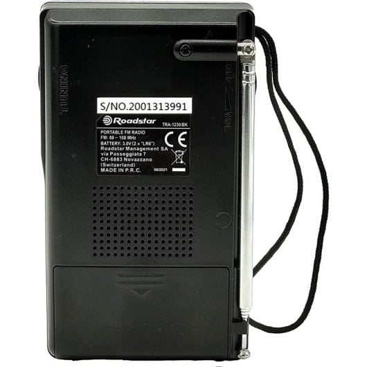 Roadstar TRA-1230BK Rádio Portátil Analógico Preto