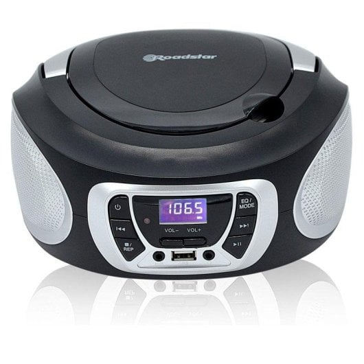 Radio CD Portable Roadstar CDR-365U/SL 4W RMS USB AUX FM Écran LCD Argent