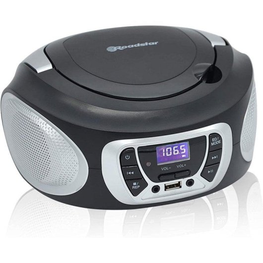 Radio CD Portable Roadstar CDR-365U/SL 4W RMS USB AUX FM Écran LCD Argent