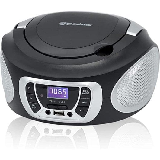 Radio CD Portable Roadstar CDR-365U/SL 4W RMS USB AUX FM Écran LCD Argent