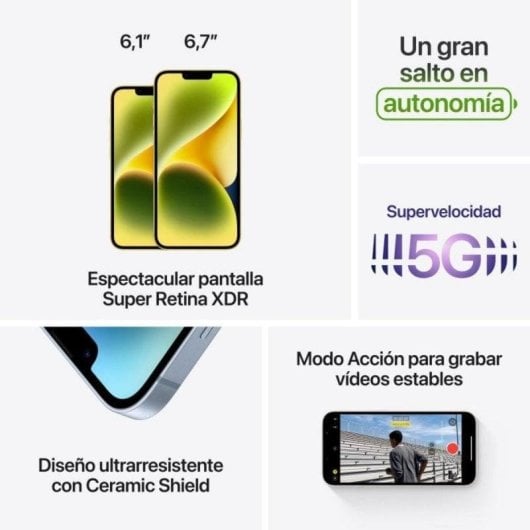 Apple iPhone 14 Plus 256GB 6.7" OLED 5G Dual SIM Câmera Dupla IP68 iOS 16 Amarelo