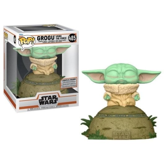 Figura Colecionável Funko Pop Deluxe Star Wars Grogu Usando a Força 12cm Vinil