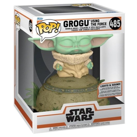 Figura Colecionável Funko Pop Deluxe Star Wars Grogu Usando a Força 12cm Vinil