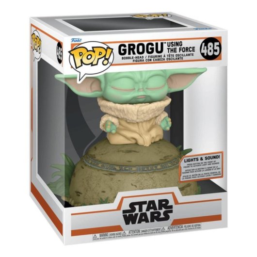 Figura Colecionável Funko Pop Deluxe Star Wars Grogu Usando a Força 12cm Vinil