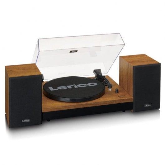 Lenco LS-310WD Tocadiscos Bluetooth con 2 Velocidades Madera + Altavoces Independientes 20W