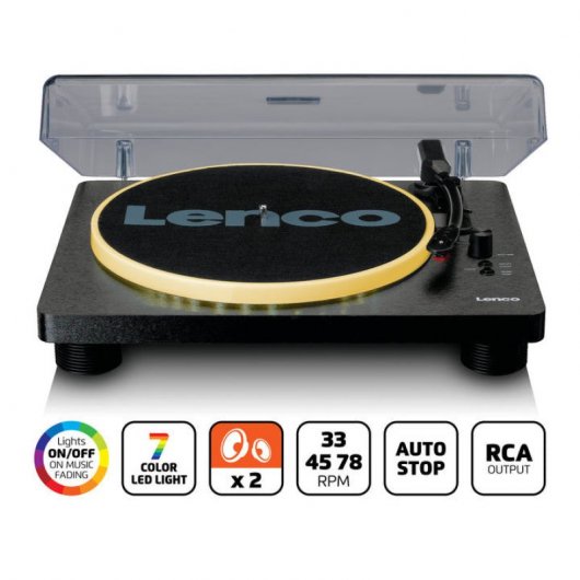 Lenco LS-50LEDBK Tocadiscos con 3 Velocidades Codificación USB Negro
