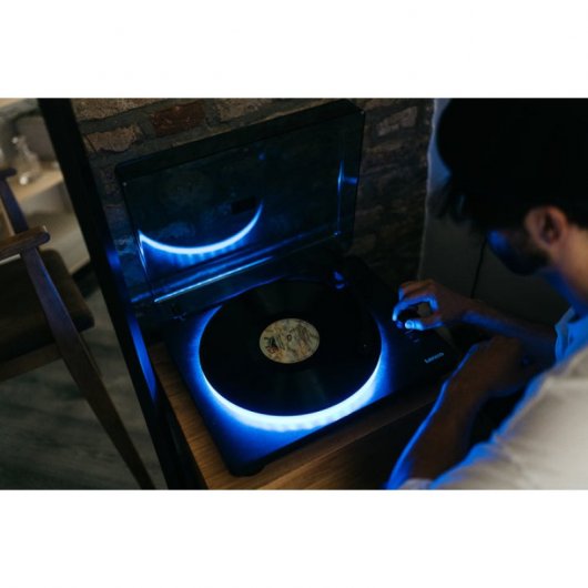 Lenco LS-50LEDBK Tocadiscos con 3 Velocidades Codificación USB Negro