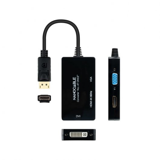 Nanocable DisplayPort auf HDMI/DVI/VGA Konverter 20cm Schwarz
