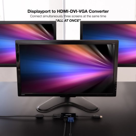 Nanocable DisplayPort auf HDMI/DVI/VGA Konverter 20cm Schwarz