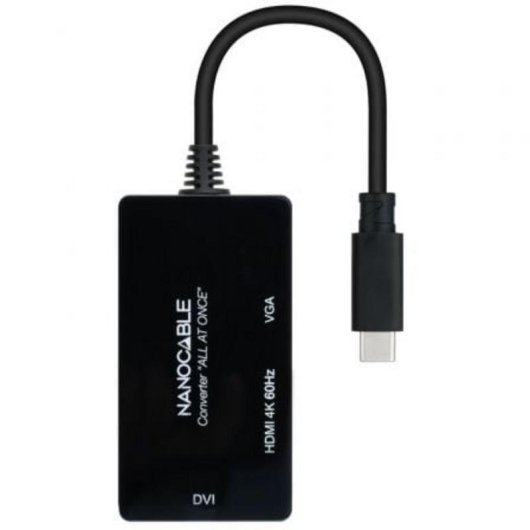 Convertisseur Nanocable USB-C vers HDMI/DVI/VGA 20cm Noir