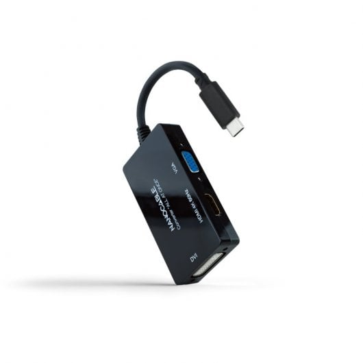 Nanocable Conversor USB-C a HDMI/DVI/VGA 20cm Negro