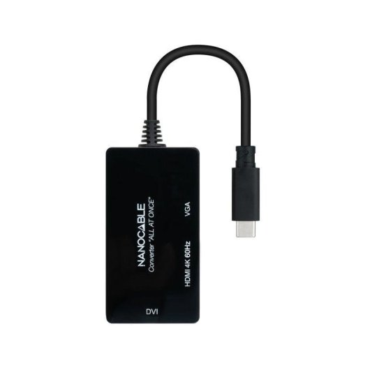 Convertisseur Nanocable USB-C vers HDMI/DVI/VGA 20cm Noir