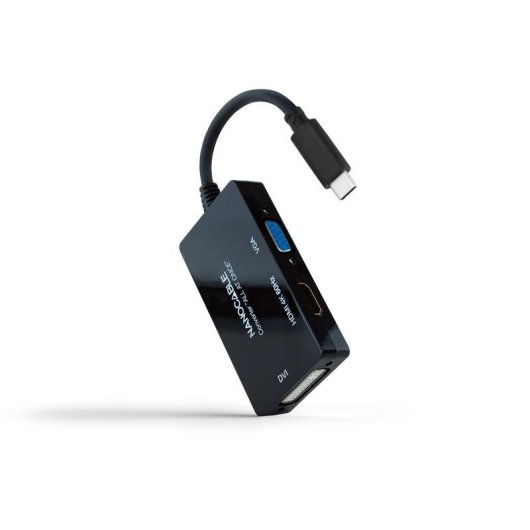 Convertisseur Nanocable USB-C vers HDMI/DVI/VGA 20cm Noir