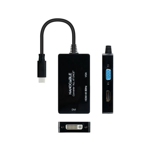 Convertisseur Nanocable USB-C vers HDMI/DVI/VGA 20cm Noir