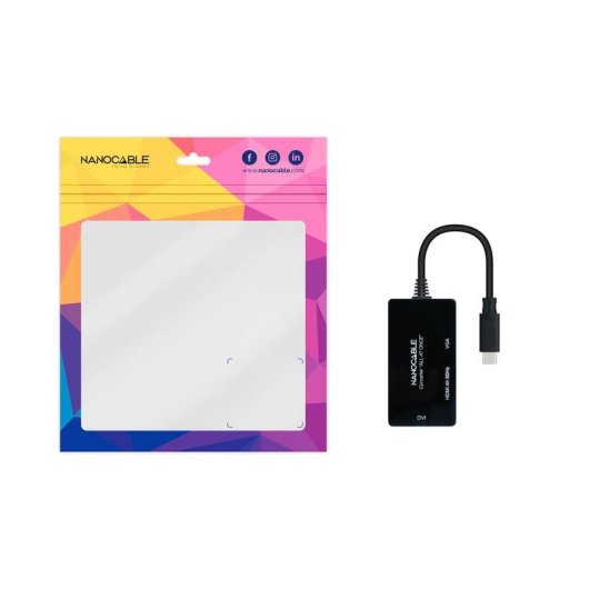 Convertisseur Nanocable USB-C vers HDMI/DVI/VGA 20cm Noir
