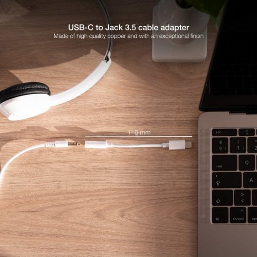 Cavo adattatore audio nanocable USB-C maschio a jack femmina da 3,5 mm 11 cm bianco