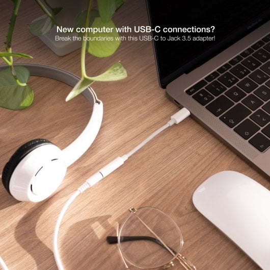 Cavo adattatore audio nanocable USB-C maschio a jack femmina da 3,5 mm 11 cm bianco